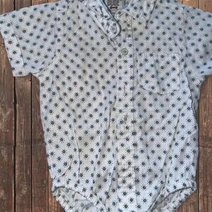 Dapper Dude Baby Boys White Floral Cotton Bodysuit 6-9 Months Short Sleeve